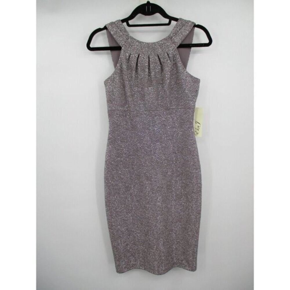 Eliza J Womens Dress 2 Silver Gray Purple Ladies Embellished Wedding Dressy New